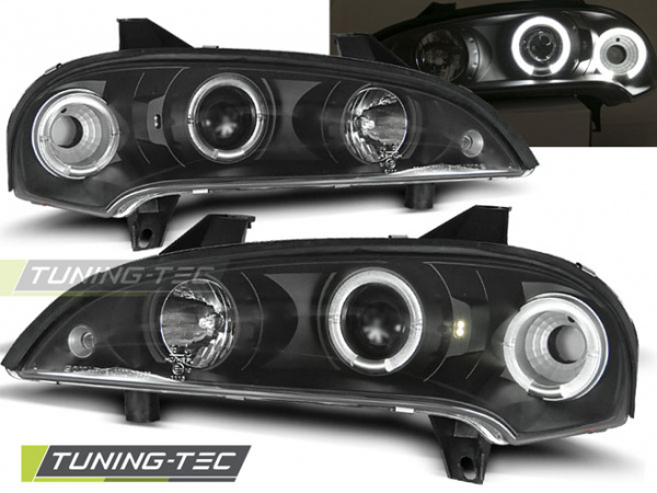 LED Angel Eyes Scheinwerfer für Opel Tigra A 94-00 schwarz