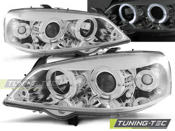 LED Angel Eyes Scheinwerfer für Opel Astra G 98-04 chrom