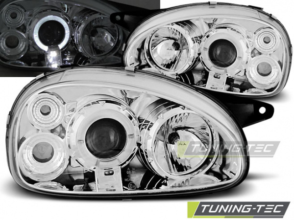 LED Angel Eyes Scheinwerfer für Opel Corsa B 93-00 chrom