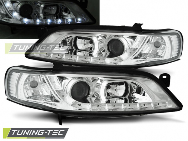 LED Tagfahrlicht Design Scheinwerfer für Opel Vectra B 95-98 chrom