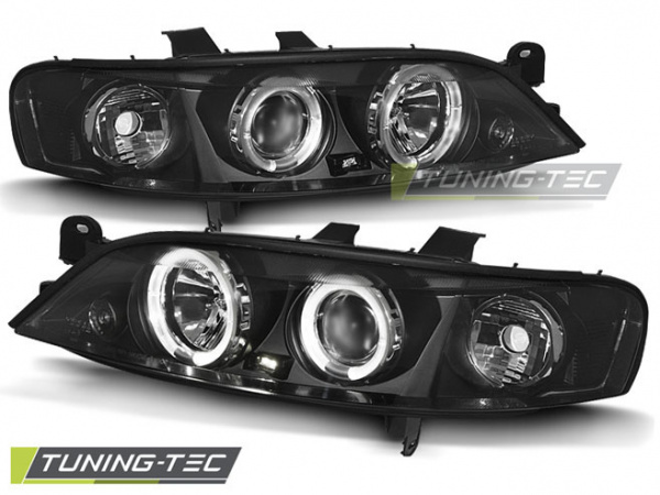 LED Angel Eyes Scheinwerfer für Opel Vectra B Facelift 99-02 schwarz