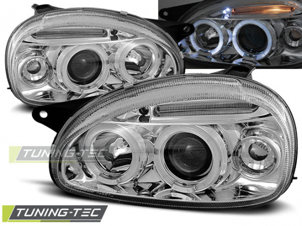 LED Angel Eyes Scheinwerfer für Opel Corsa B 93-00 chrom