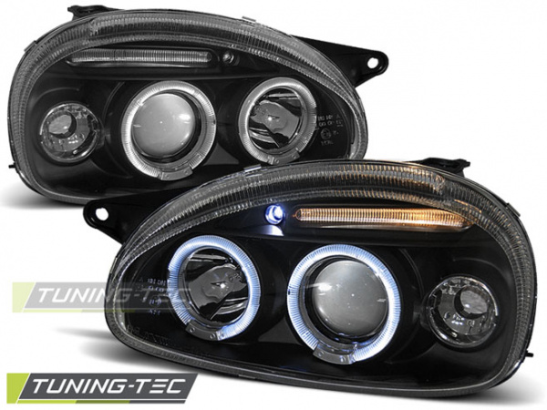 LED Angel Eyes Scheinwerfer für Opel Corsa B 93-00 schwarz