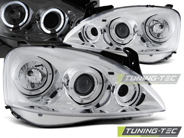 LED Angel Eyes Scheinwerfer für Opel Corsa C 00-06 chrom