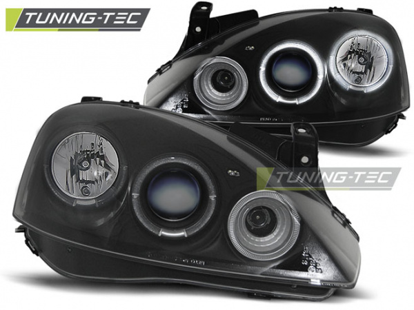 LED Angel Eyes Scheinwerfer für Opel Corsa C 00-06 schwarz