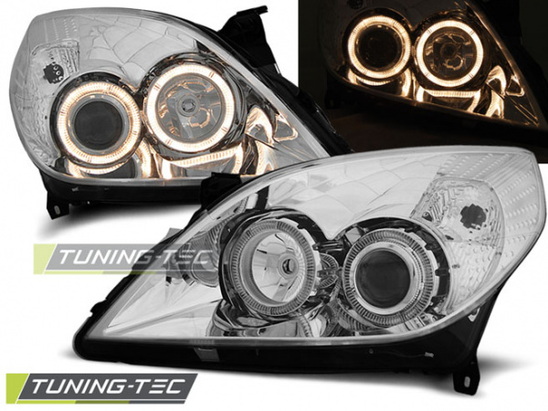 Upgrade Design Angel Eyes Scheinwerfer für Opel Vectra C / Signum Facelift 05-08 chrom