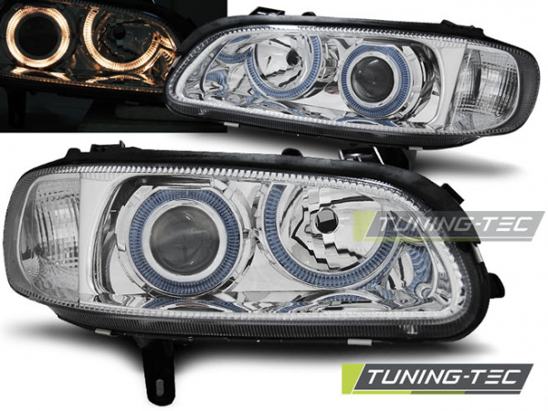 LED Angel Eyes Scheinwerfer für Opel Omega B 94-99 chrom