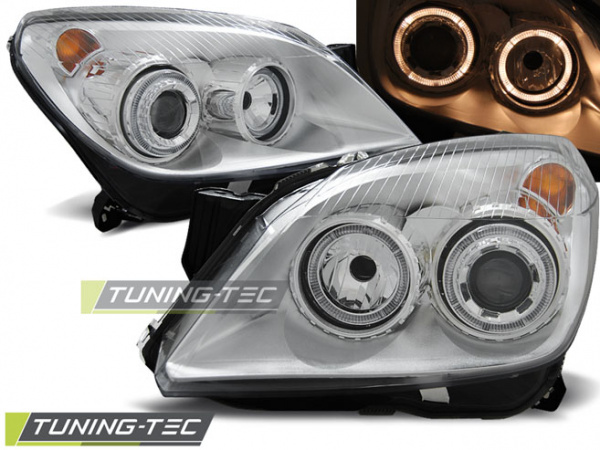 Angel Eyes Scheinwerfer für Opel Astra H 04-09 chrom