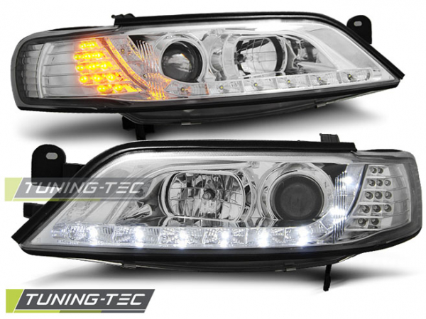 LED Tagfahrlicht Design Scheinwerfer für Opel Vectra b 95-98 chrom mit LED Blinker