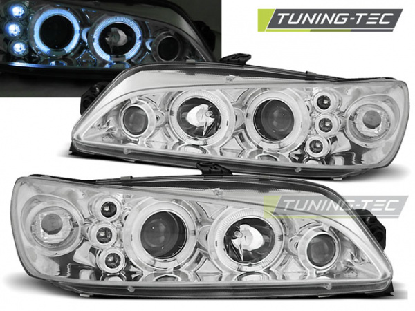 LED Angel Eyes Scheinwerfer für Peugeot 306 93-97 chrom