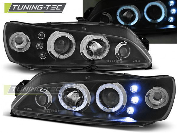 LED Angel Eyes Scheinwerfer für Peugeot 306 93-97 schwarz