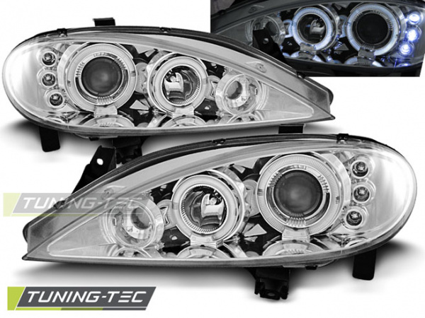 LED Angel Eyes Scheinwerfer für Renault Megane / Scenic 96-99 chrom