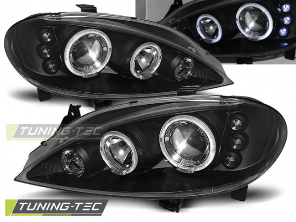 LED Angel Eyes Scheinwerfer für Renault Megane / Scenic 96-99 schwarz