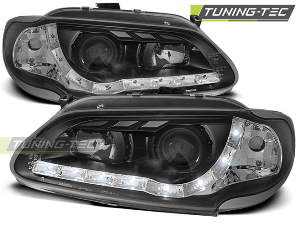 LED Tagfahrlicht Design Scheinwerfer für Renault Megane / Scenic 96-99 schwarz