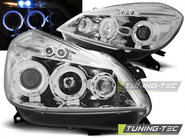 LED Angel Eyes Scheinwerfer für Renault Clio 3 05-09 chrom