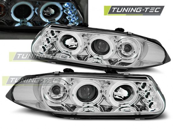 LED Angel Eyes Scheinwerfer für Rover 200 95-01 chrom