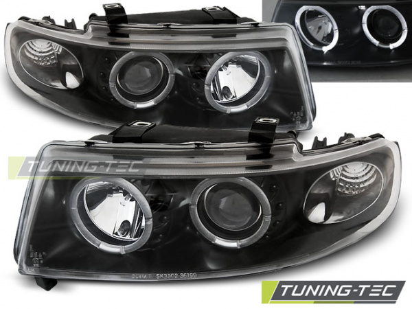 LED Angel Eyes Scheinwerfer für Seat Leon 1M / Toledo 99-04 schwarz