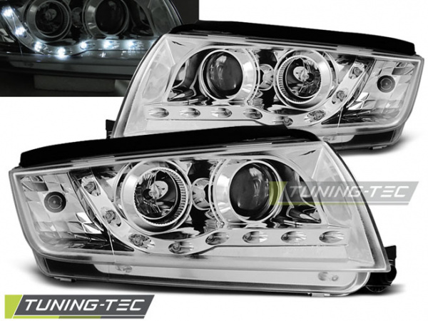 LED Tagfahrlicht Design Scheinwerfer für Skoda Fabia 1 99-08 chrom