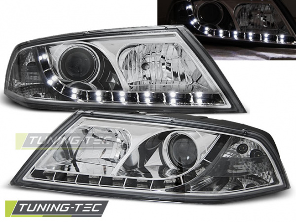 LED Tagfahrlicht Design Scheinwerfer für Skoda Octavia 2 (1Z) 04-08 chrom