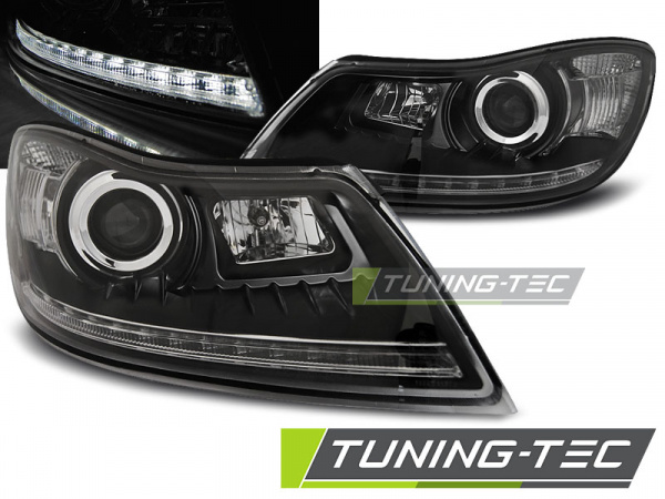 LED Tagfahrlicht Design Scheinwerfer für Skoda Octavia 2 (1Z Facelift) 09-12 schwarz