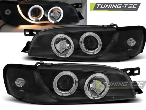 LED Angel Eyes Scheinwerfer für Subaru Impreza 1 93-00 schwarz