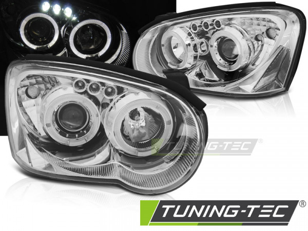 LED Angel Eyes Scheinwerfer für Subaru Impreza 2 (GD) 03-05 chrom