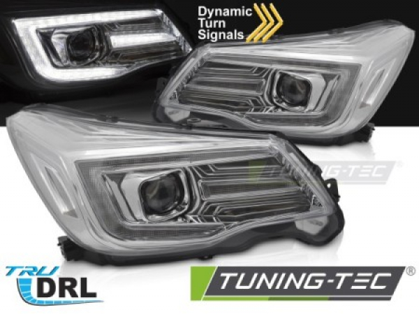 LED Upgrade Tagfahrlicht Scheinwerfer Set für Subaru Forester 13-18 chrom mit. dyn. Blinker