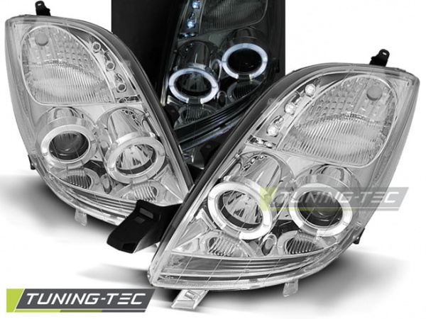 LED Angel Eyes Scheinwerfer für Toyota Yaris 06-09 chrom