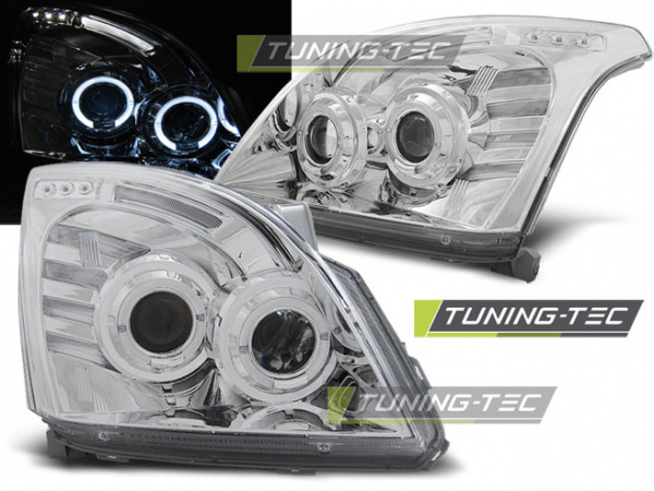 LED Angel Eyes Scheinwerfer für Toyota Land Cruiser 120 03-09 chrom