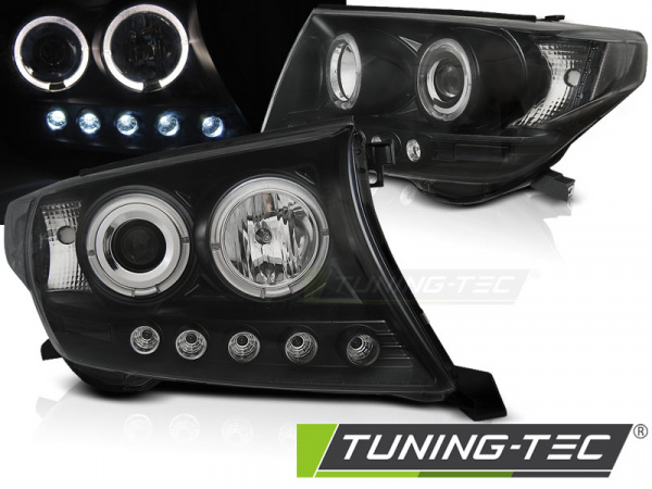 LED Angel Eyes Scheinwerfer für Toyota Land Cruiser FJ200 07-12 schwarz