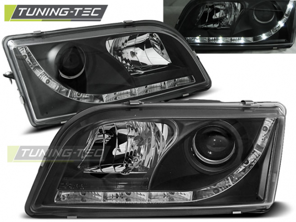 LED Tagfahrlicht Design Scheinwerfer für Volvo S40 / V40 96-03 schwarz