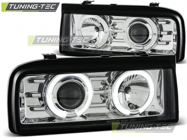 LED Angel Eyes Scheinwerfer für VW Corrado 88-95 chrom