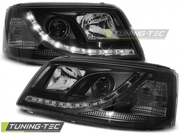 LED Tagfahrlicht Design Scheinwerfer für VW T5 03-09 schwarz