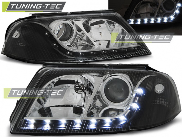 LED Tagfahrlicht Design Scheinwerfer für VW Passat 3BG 00-05 schwarz