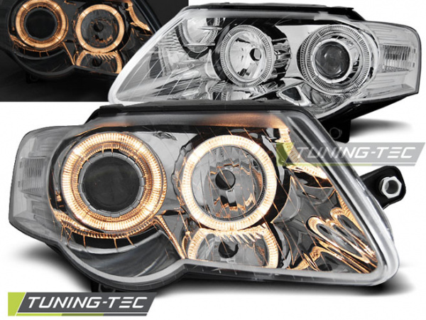 Upgrade Design Angel Eyes Scheinwerfer für VW Passat 3C B6 05-10 chrom