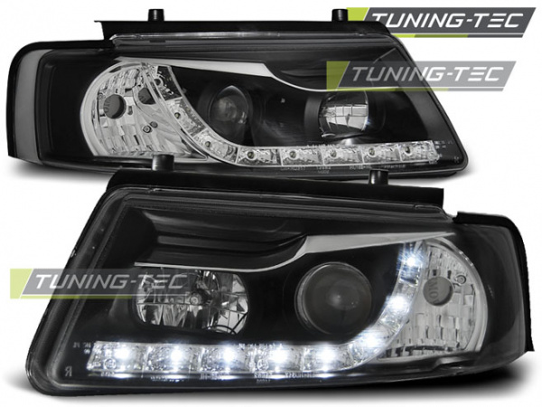 LED Tagfahrlicht Design Scheinwerfer für VW Passat 3B (B5) 96-00 schwarz