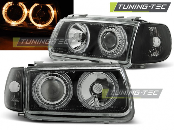 LED Angel Eyes Scheinwerfer VW Polo 6N 94-99 schwarz