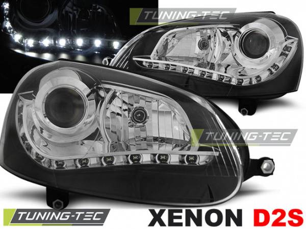 Xenon LED Tagfahrlicht Design Scheinwerfer für VW Golf 5 03-09 schwarz