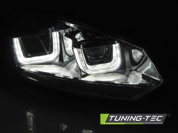 LED Tagfahrlicht Scheinwerfer für VW Golf 6 08-12 chrom im Golf 7 Design mit dynamischem LED Blinker