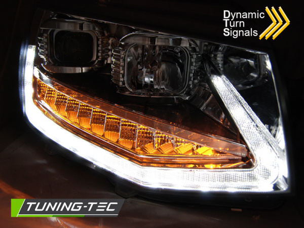 LED Tagfahrlicht Scheinwerfer für VW T6 15-19 chrom mit dynamischem LED Blinker