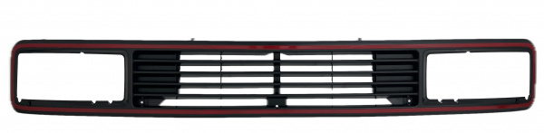 Upgrade Sportgrill / Kühlergrill ohne Emblem für Volkswagen T3 (Eckige Scheinwerfer-Aussparung) 79-92 schwarz/rot