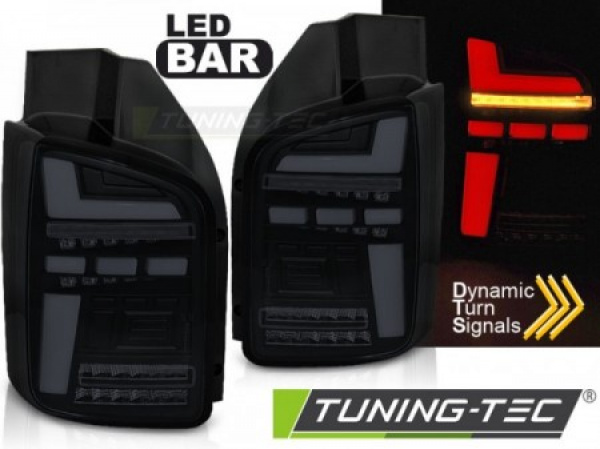Voll LED Lightbar Design Rückleuchten für VW T6 15-19 schwarz/rauch mit dynamischen Blinker (für Heckklappe)