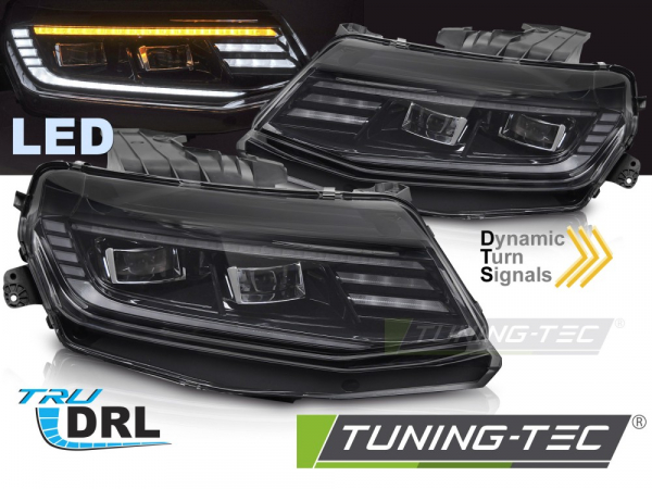 VOLL LED Tagfahrlicht Scheinwerfer Set für Chevrolet Camaro 16-18 schwarz mit dyn. Blinker