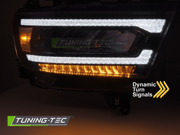 VOLL LED Tagfahrlicht Scheinwerfer Set für Dodge RAM 19-22 schwarz mit dyn. Blinker