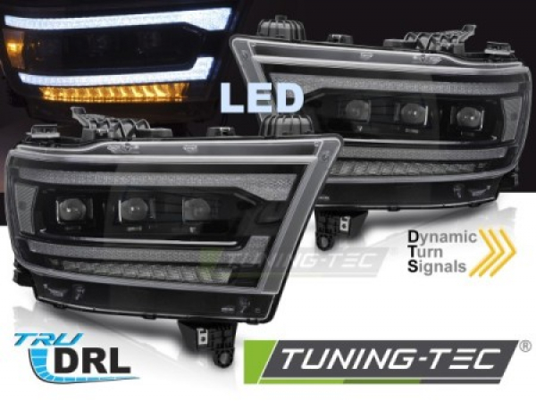 VOLL LED Tagfahrlicht Scheinwerfer Set für Dodge RAM 1500 19-22 schwarz mit dyn. Blinker