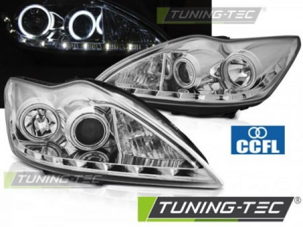 CCFL Angel Eyes Scheinwerfer für Ford Focus 2 Facelift 08-10 chrom