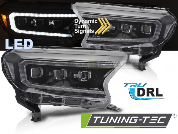 VOLL LED Upgrade Design Scheinwerfer Set für Ford Ranger 16-22 schwarz mit dyn. Blinker + Willkommensfunktion