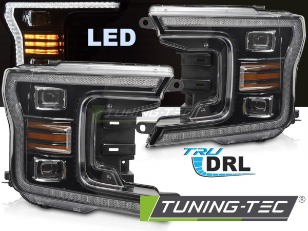 VOLL LED Tagfahrlicht Scheinwerfer Set für Ford F150 MK13 17-20 schwarz