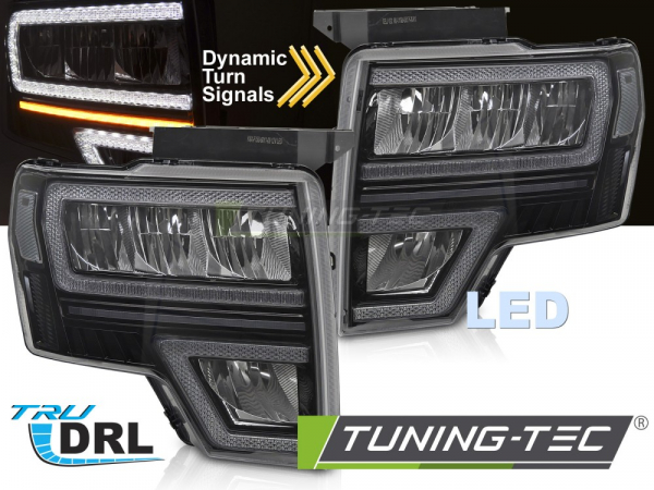 VOLL LED Tagfahrlicht Scheinwerfer Set für Ford F150 MK12 08-14 schwarz mit dyn. Blinker - Kopie