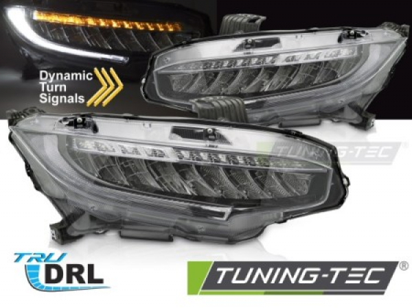 VOLL LED Tagfahrlicht Scheinwerfer Set für Honda Civic X 16-21 chrom mit dyn. Blinker